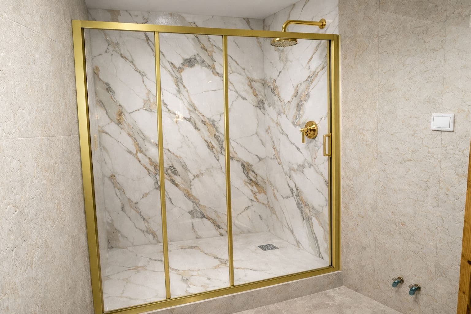 Luxury Bathroom - Golden Marble Shower